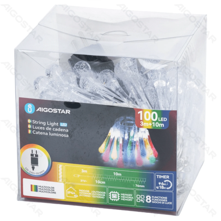 Low voltage raindrop shape string lights, RGBY, 10m ,IP44, Indoor&Outdoor