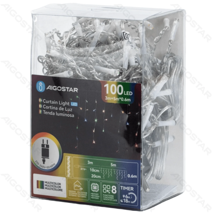 Low voltage icicle (wave) flat string lights, RGBY, 5m*0.6m 25 strips ,IP44, Indoor&Outdoor