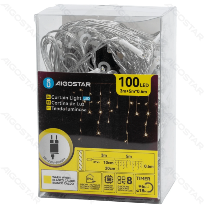 Low voltage icicle (wave) flat string lights, warm white, 5m*0.6m 25 strips ,IP44, Indoor&Outdoor