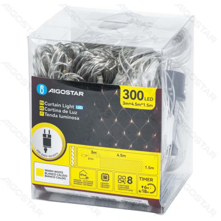 Low voltage net light flat string lights, warm white, 4.5m*1.5m, IP44, Indoor&Outdoor