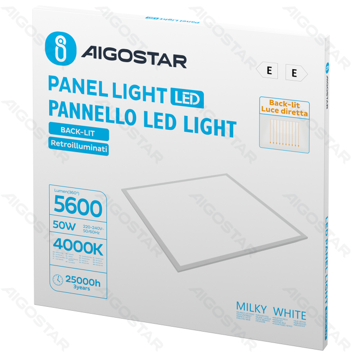 LED atgal apšviestas panelinis šviestuvas 50W