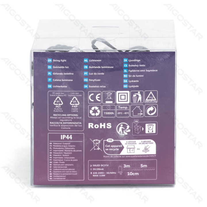 Low voltage firecracker string lights, cold white, 5m ,IP44, Indoor&Outdoor