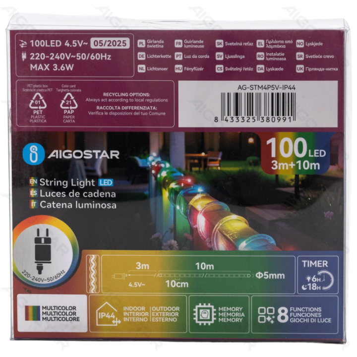 Low voltage -Φ5mm tube string lights, RGBY, 10m ,IP44, Indoor&Outdoor