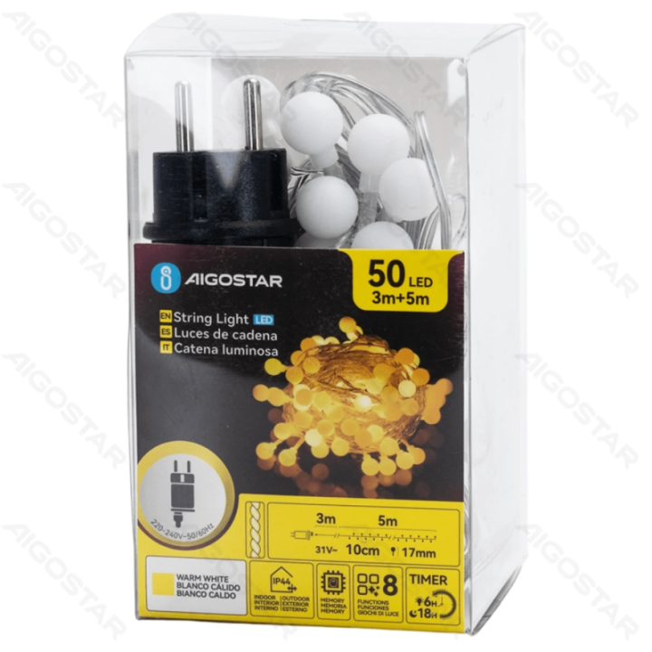 Low voltage milk bulb string lights, warm white, 5m ,IP44, Indoor&Outdoor