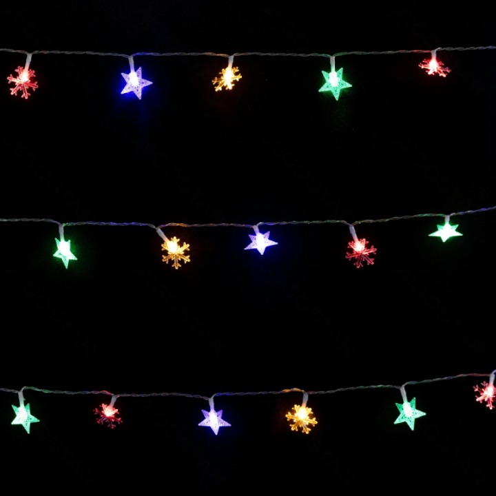 Low voltage star snowflake string lights, RGBY, 5m ,IP44, Indoor&Outdoor