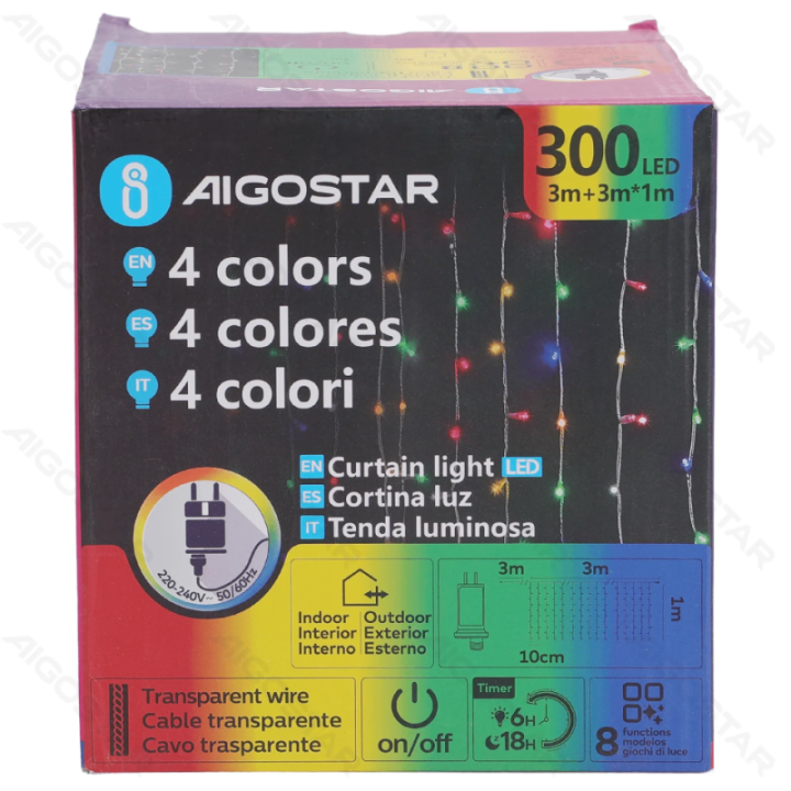 Low voltage connectable Icicle flush flat string lights, RGBY, 3m+3m*1m, 30strips ,IP44, Indoor&Outdoor