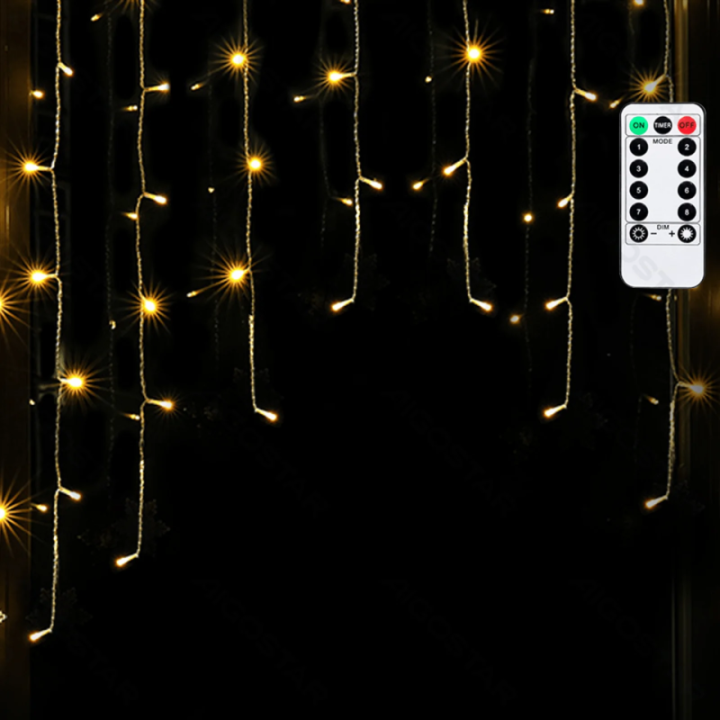Low voltage connectable Icicle wave flat string lights, warm white, 3m+1.5m*1m,  15 strips ,IP44, Indoor&Outdoor