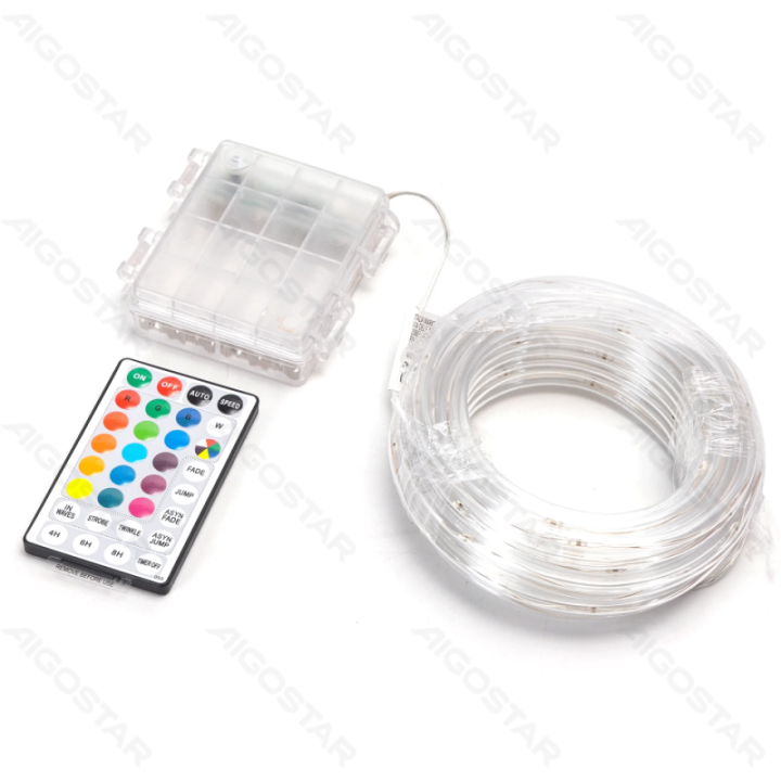 4AA baterijų - Φ5mm vamzdinė girlianda, RGB, 10m