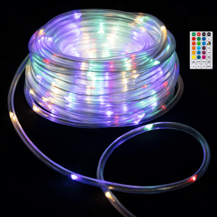 4AA baterijų - Φ5mm vamzdinė girlianda, RGB, 5m