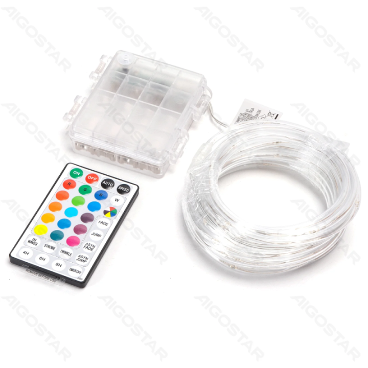 4AA baterijų - Φ5mm vamzdinė girlianda, RGB, 5m