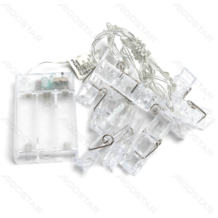 3AA baterijų girlianda - kabančios spaustukės, šilta balta, 1.5m ,IP20 Patalpose