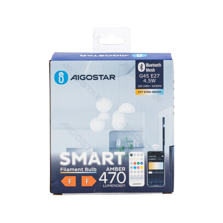 Bluetooth Mesh išmanioji pluošto lemputė G45 4.5W CCT 2pcs, su nuotoliniu valdymu