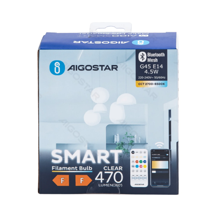 Bluetooth Mesh išmanioji pluošto lemputė G45 4.5W CCT 2pcs, su nuotoliniu valdymu