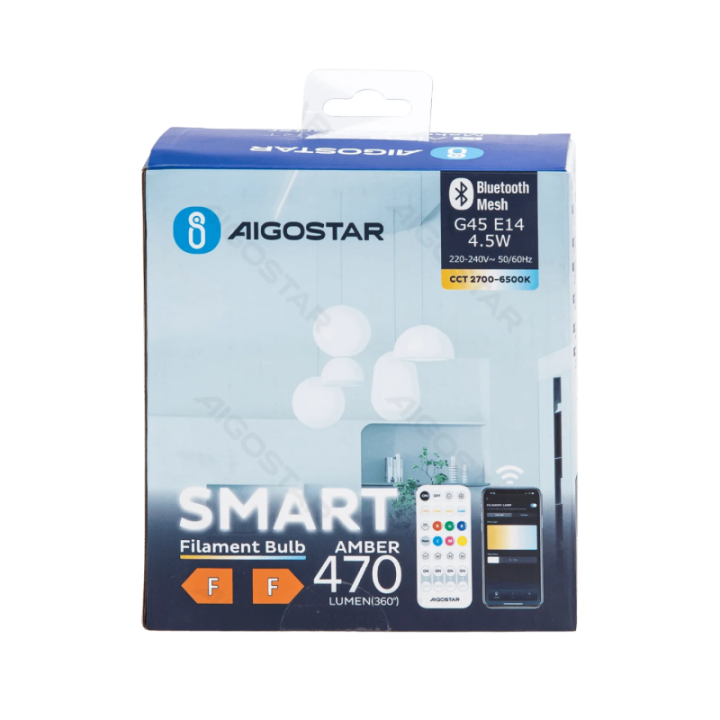 Bluetooth Mesh išmanioji pluošto lemputė G45 4.5W CCT 2pcs, su nuotoliniu valdymu