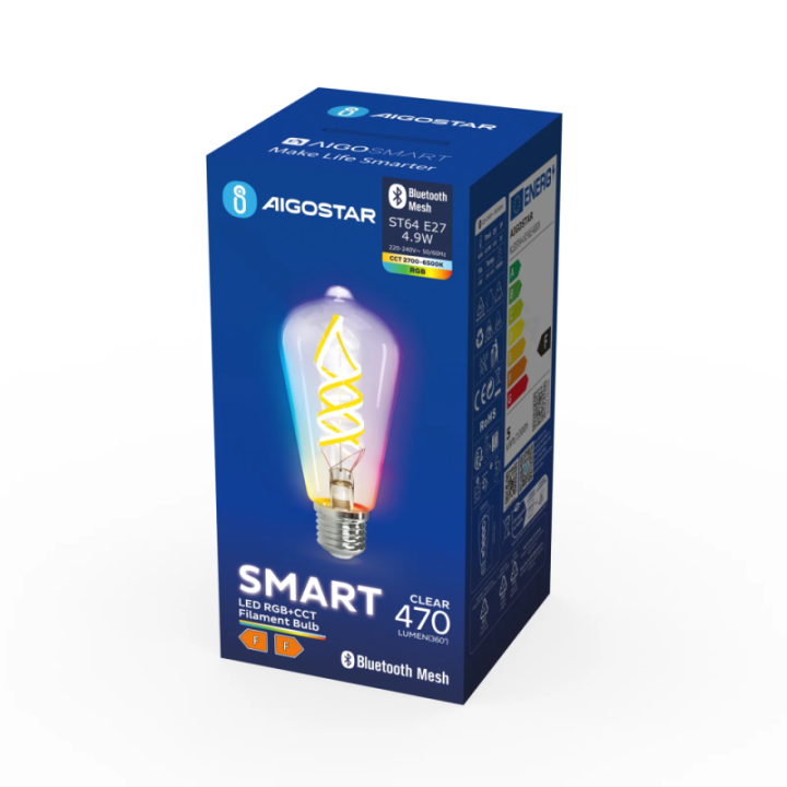 Bluetooth Mesh Smart Filament Bulb ST64 RGB+CCT