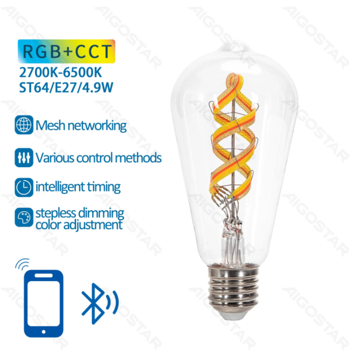 Bluetooth Mesh Smart Filament Bulb ST64 RGB+CCT