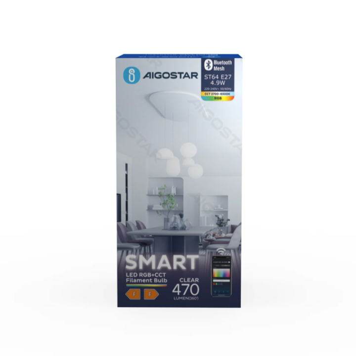 Bluetooth Mesh išmanioji filamento lemputė ST64 RGB+CCT