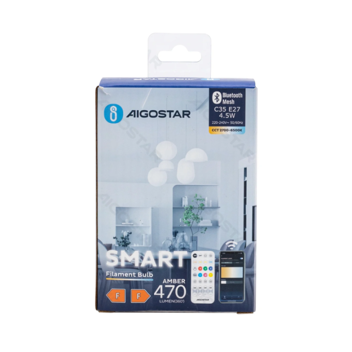 Bluetooth Mesh Smart Filament Bulb C35 4.5W 2pcs ,with remote control