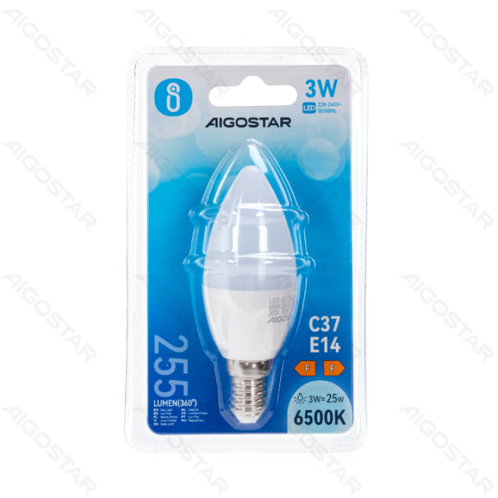 LED C37 Globe Bulb-E14-3W-6500K-255lm