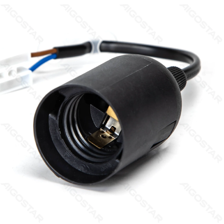 E27 plastic lamp holder with terminal blocks, black,3pcs