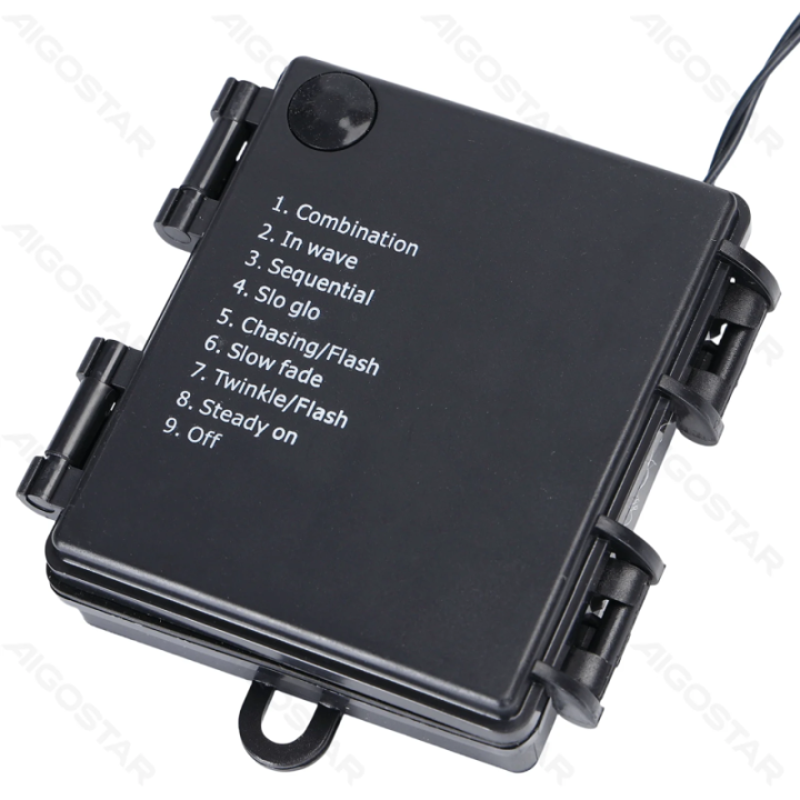 4AA baterijų plokščios girliandos, RGBY, 25m, IP44, Vidaus ir lauko