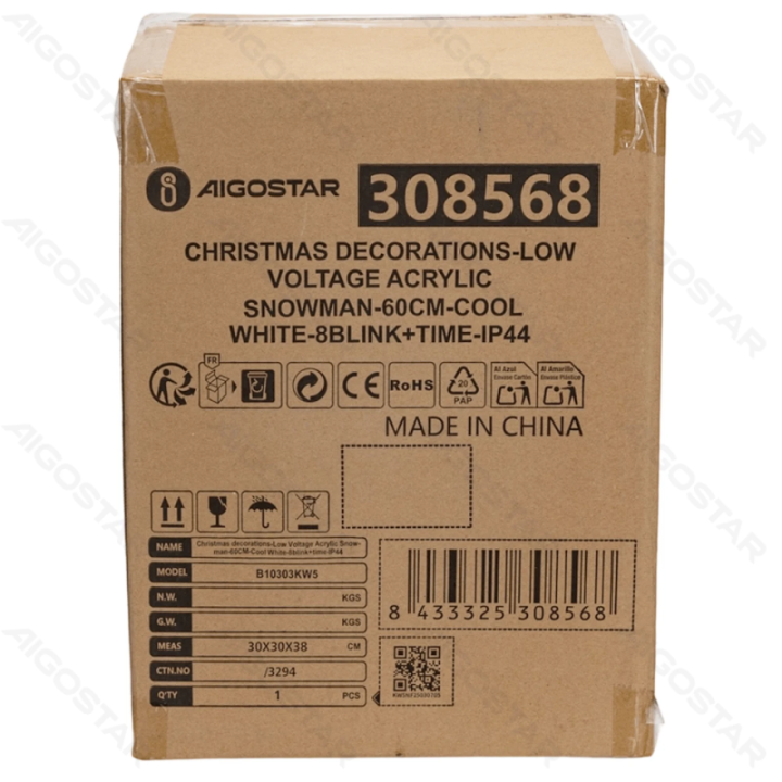 Low voltage acrylic snowman, cold white, 0.6m ,IP44, Indoor&Outdoor