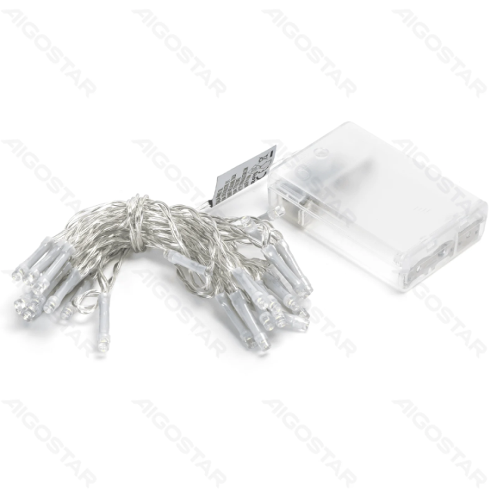 3AA baterijų plokščios girliandos, šilta balta, 3m, IP20, Vidaus