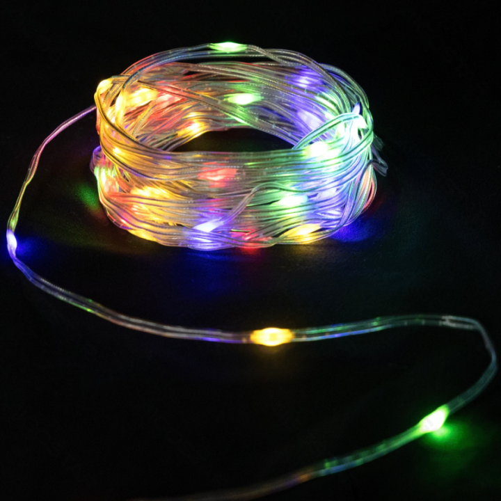 3AA battery string lights (PVC & copper), RGBY, 10m ,IP20 Indoor