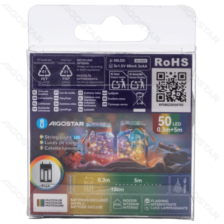 3AA battery copper wire string lights, RGBY, 5m ,IP20 Indoor