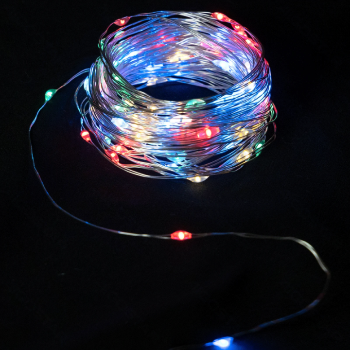 3AA battery string lights (PVC & copper), RGBY, 10m ,IP20 Indoor