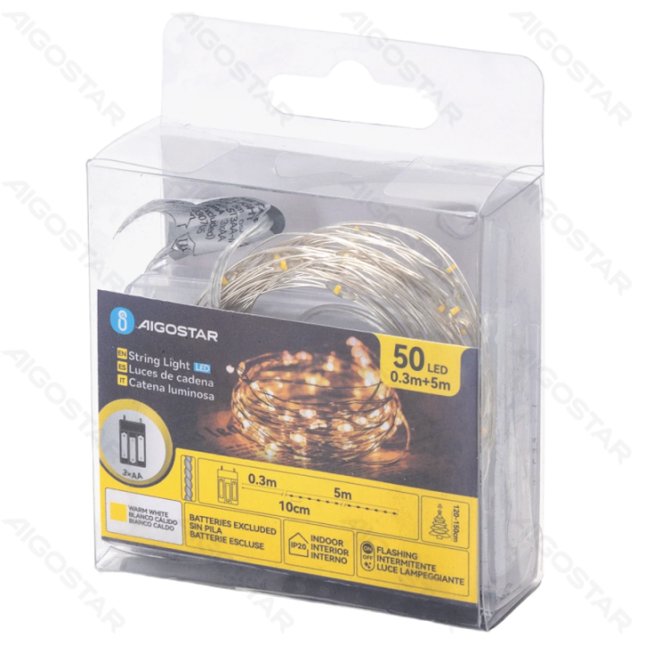 3AA battery copper wire string lights, warm white, 5m ,IP20 Indoor