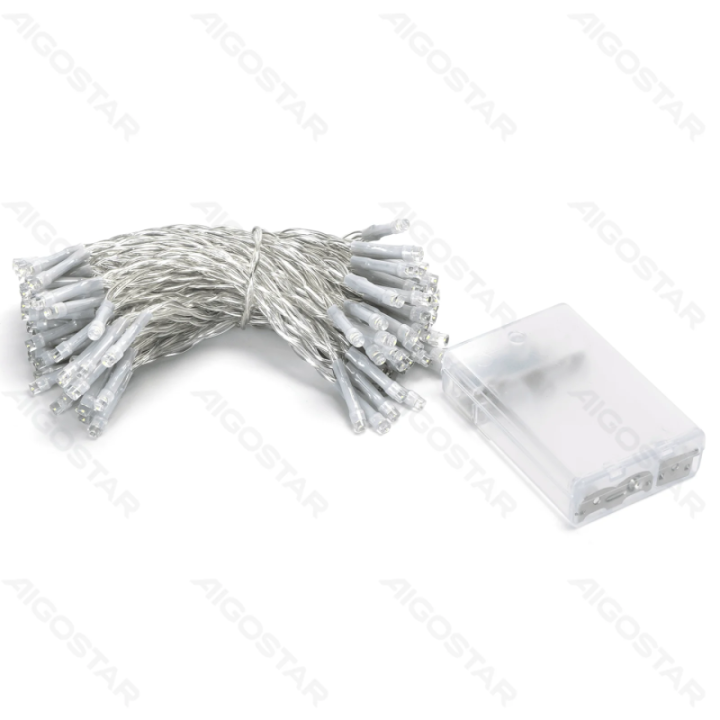 3AA baterijų plokščioji girlianda, šaltai balta, 10m ,IP20 Vidaus