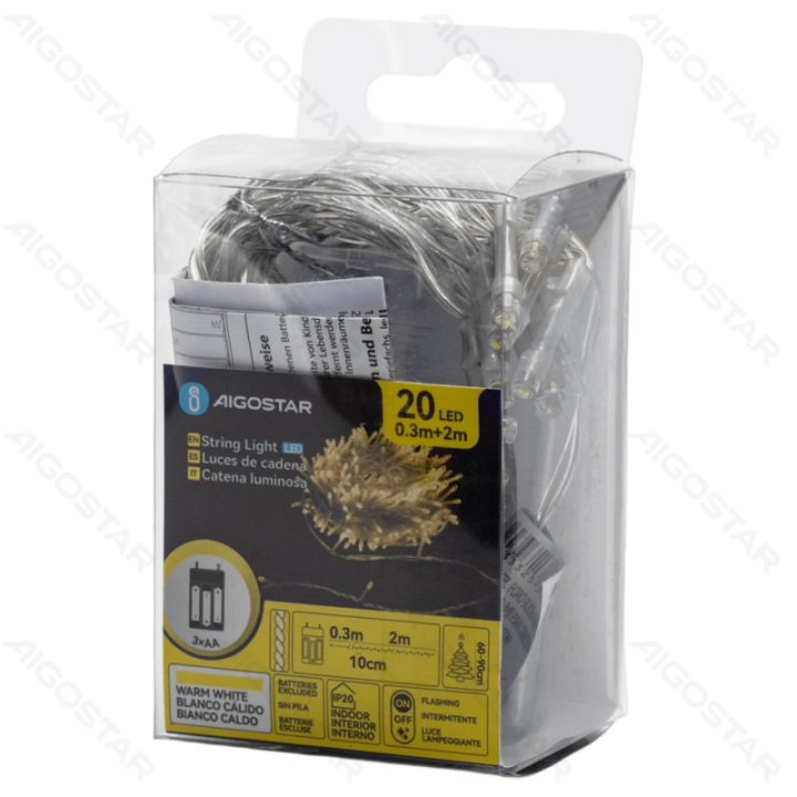 3AA battery flat string lights, warm white, 2m ,IP20 Indoor