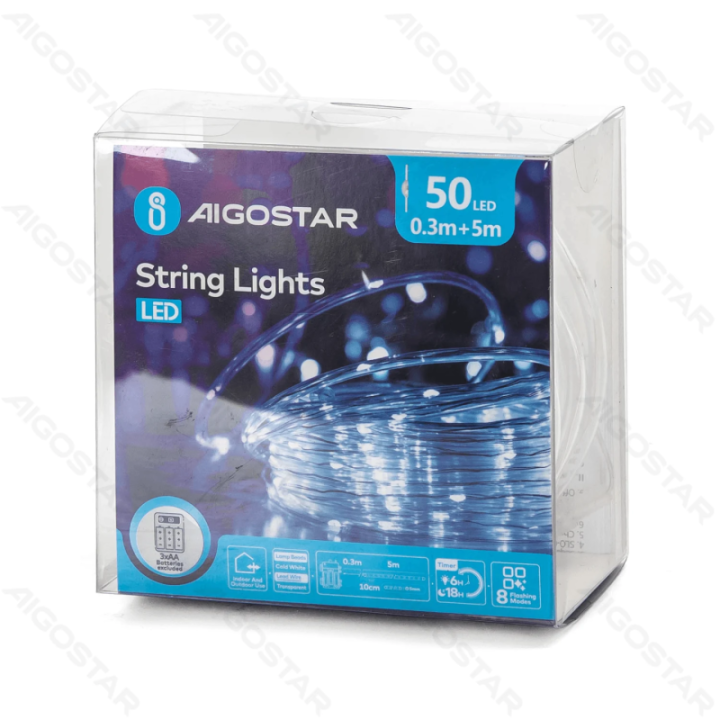 3AA battery -Φ5mm tube string lights, cold white, 5m ,IP44, Indoor&Outdoor