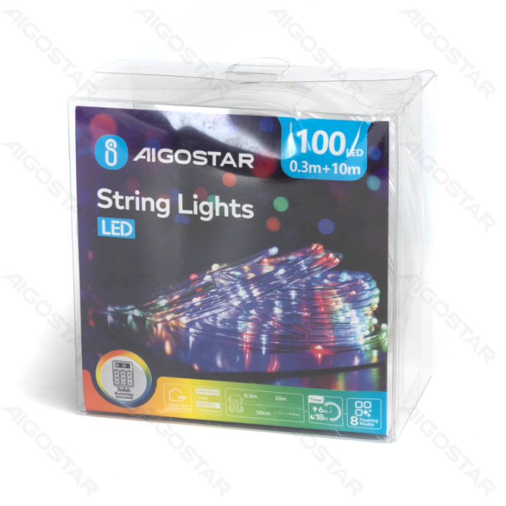 3AA battery -Φ5mm tube string lights, RGBY, 10m ,IP44, Indoor&Outdoor