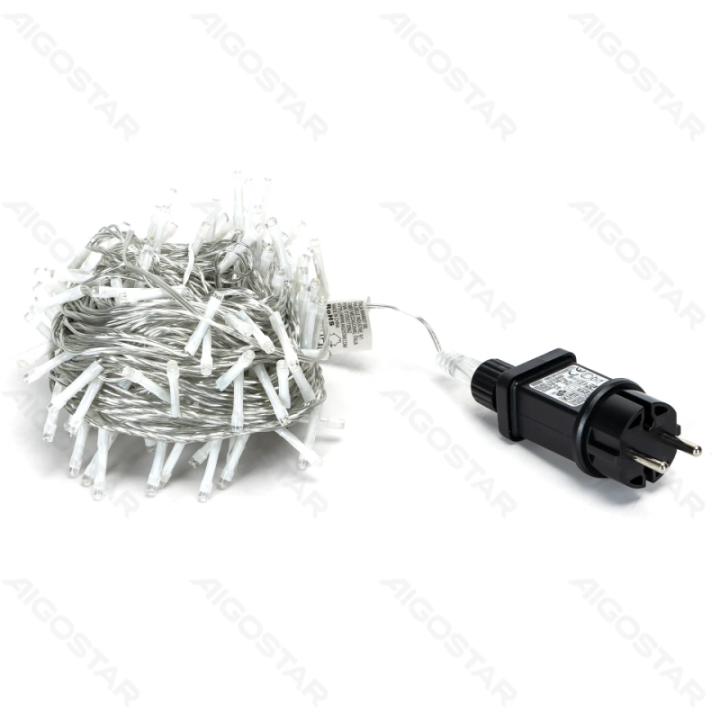 Žemos įtampos plokščios girliandos, šaltai baltos, 15m IP44, vidaus & lauko, spalvota dėžutė