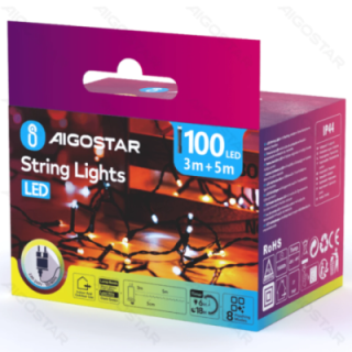 Low voltage flat string lights, warm white-cold white, 5m,color box