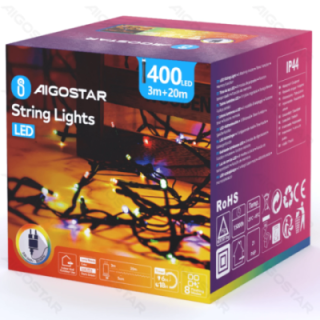 Low Voltage Flat String Lights, RGBY, 20m IP44, Indoor&Outdoor Color box